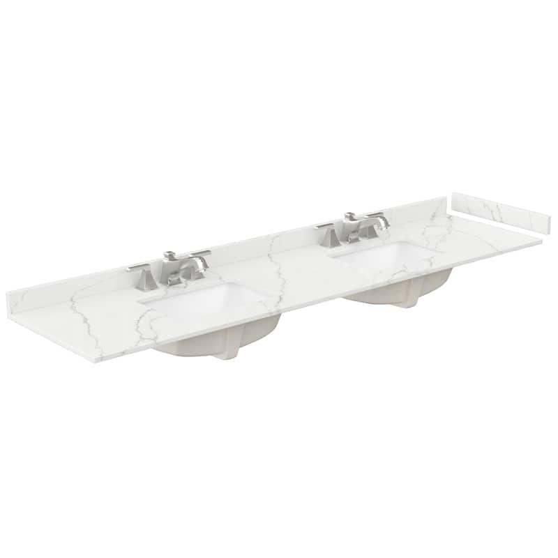 Wyndham Collection WCFQC384DTOPUNS-Q 84" Quartz Vanity Top with - Giotto Quartz - Colored