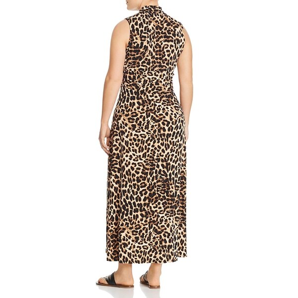 animal print v neck dress