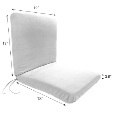 19" x 37" Turquoise Solid Outdoor Chair Cushion with Ties - 38.5'' L x 19'' W x 3.5'' H