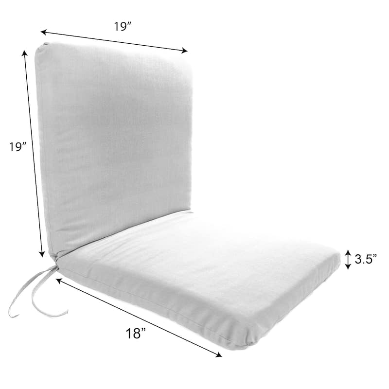 19" x 37" Turquoise Solid Outdoor Chair Cushion with Ties - 38.5'' L x 19'' W x 3.5'' H