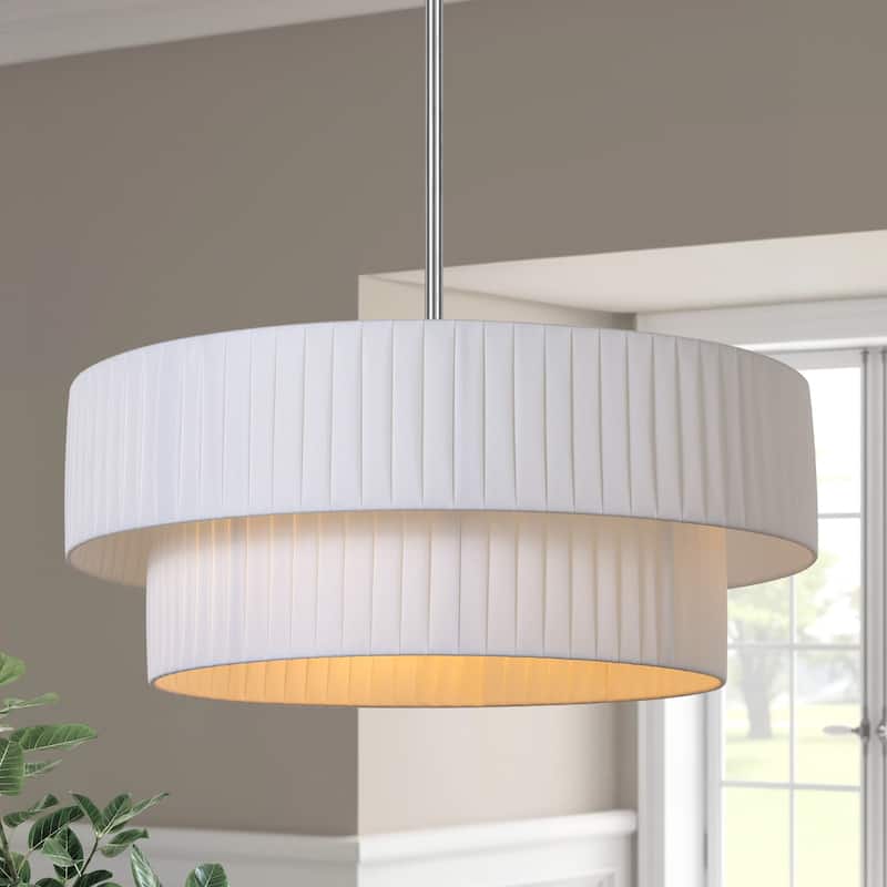Modern 3-Light Drum Chandelier Fabric Shade Ceiling Hanging Pendant
