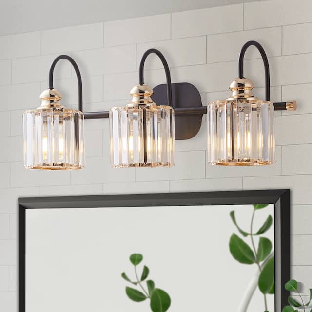 ExBrite Modern Rose Gold 3/4-light Bathroom Dimmable Crystal Vanity Lights Wall Sconces