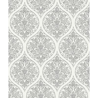 Galerie Wallcoverings Emporium 3D Embossed Ogee Damask Non-woven Metallic Wallpaper Roll