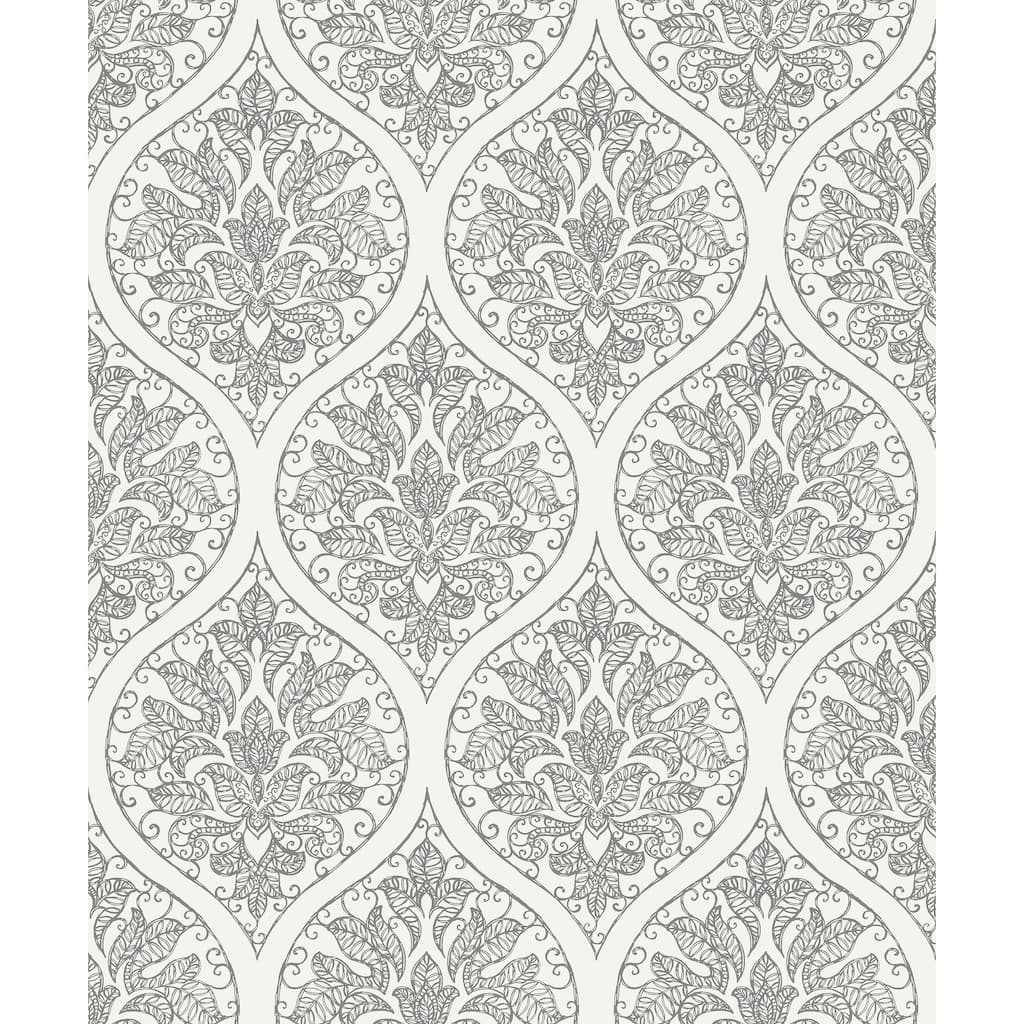 Galerie Wallcoverings Emporium 3D Embossed Ogee Damask Non-woven Metallic Wallpaper Roll