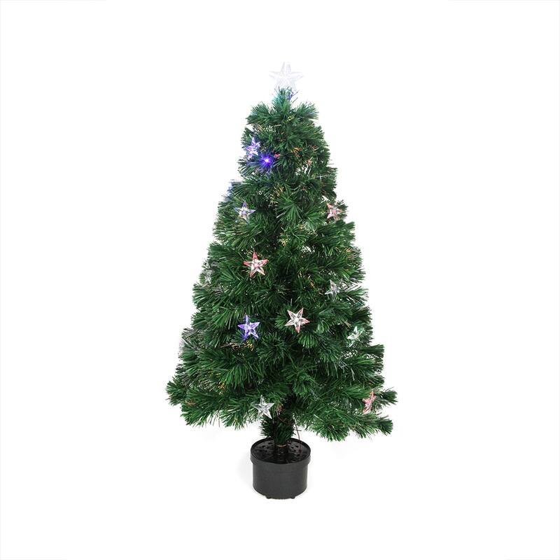 4' LED Fiber Optic Artificial Christmas Tree Stars Multi Color Lights - 4 Foot