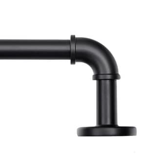 UTOPIA ALLEY Wall Mounted 1 inch Industrial Curtain Rods, Blackout, Wrap Around Curtain Rods, Rustic Style, Matte Black
