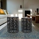 preview thumbnail 1 of 5, Adeco Set of 2 Round Metal Nesting Side End Tables Set - set of 2 Black-Geometric Patterns