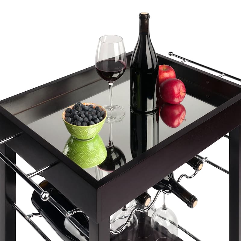 Johnnie Bar Cart, Espresso - 30.71 x 18.35 x 33.19 inches