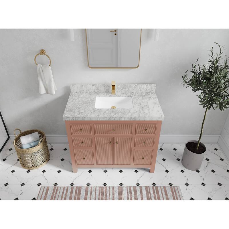 Willow Collections 42 in W x 22 in D Sonoma Free Standing Reeded Single Sink Bathroom Vanity with Countertop