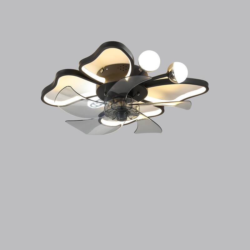19.7 Inch Light Ceiling Fan with Lights Remote Control with Modern Butterfly Design Styling - White+Black