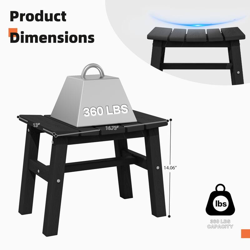 Outdoor Patio HDPE Ottoman Footstool, Extra Seat