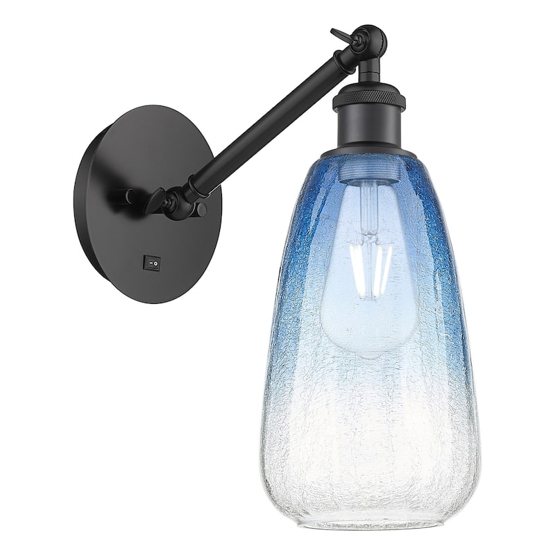 Innovations Lighting 317-1W-13-6 Brookhaven Almond Sconce Brookhaven - Matte Black / Sapphire Blue