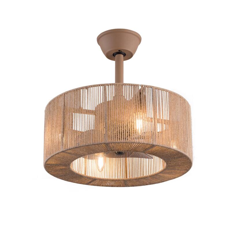 Contemporary 4-Light Silver Enclosed Ceiling Fan with Unique Shade - Downrod - Wood