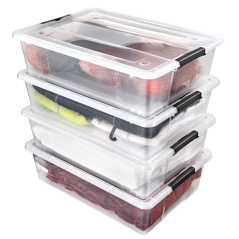 Sorbus Underbed Bins with Lids (Set of 4)