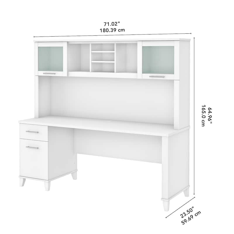 Bush Furniture Somerset 72W Office Desk with Hutch in Ash Gray
