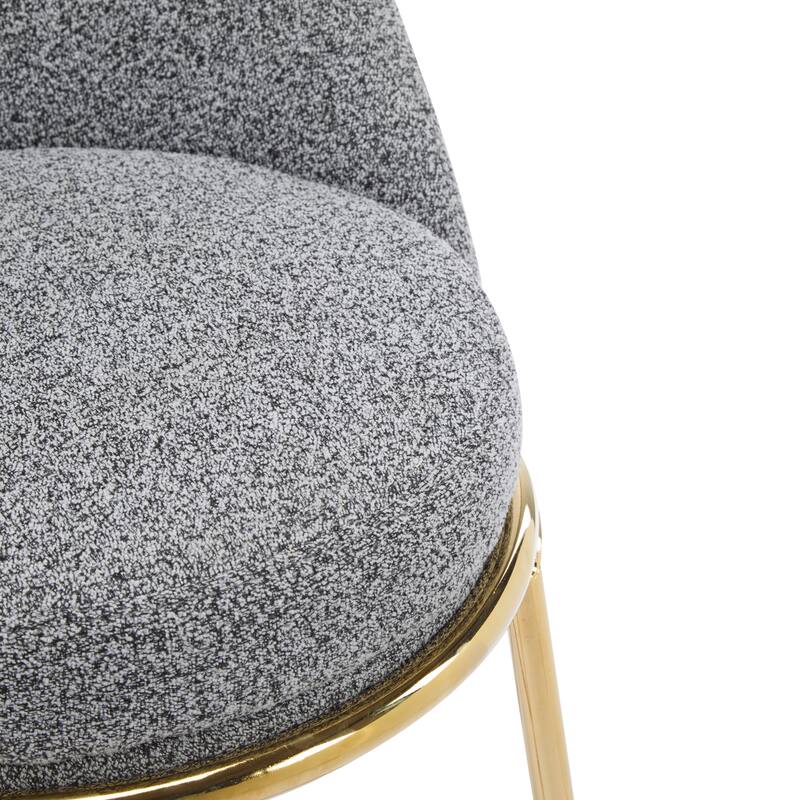 Boucle Fabric Bar Stools Set of 2, Ergonomic Upholstered Kitchen Island Stools, Accent Chair with Footrest & Backrest