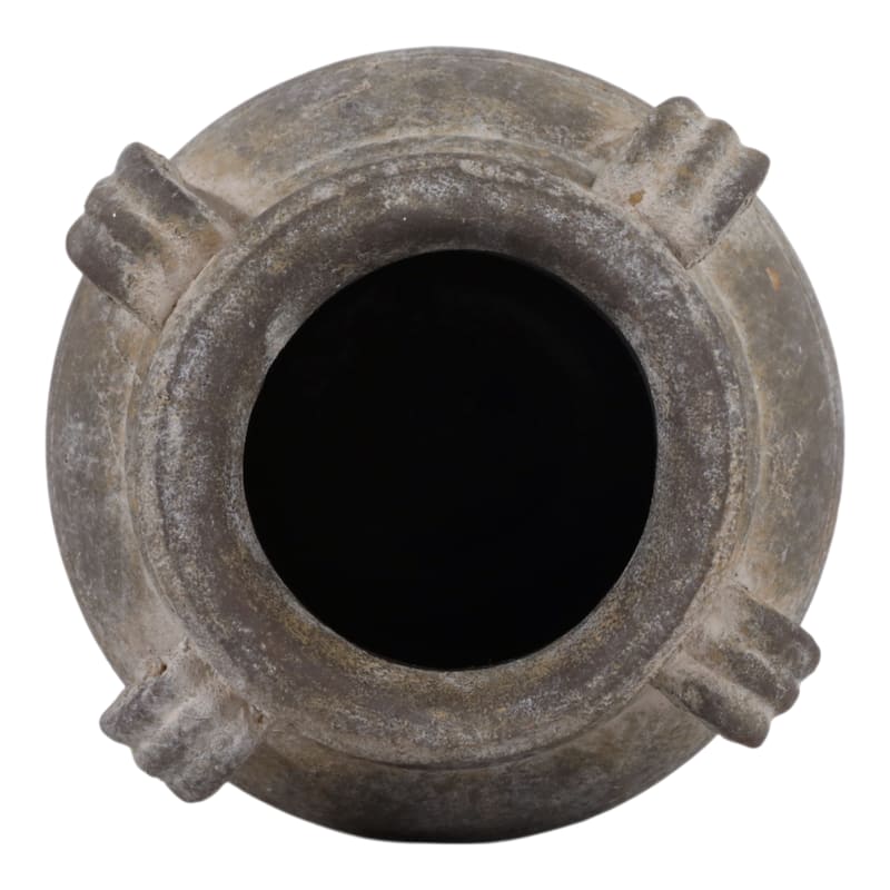 Terracotta Table Vase with Weathered Finish and Handles for Home Decor