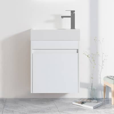 18 Inch Single Sink Bathroom Vanity with Soft Close Door, 18x10