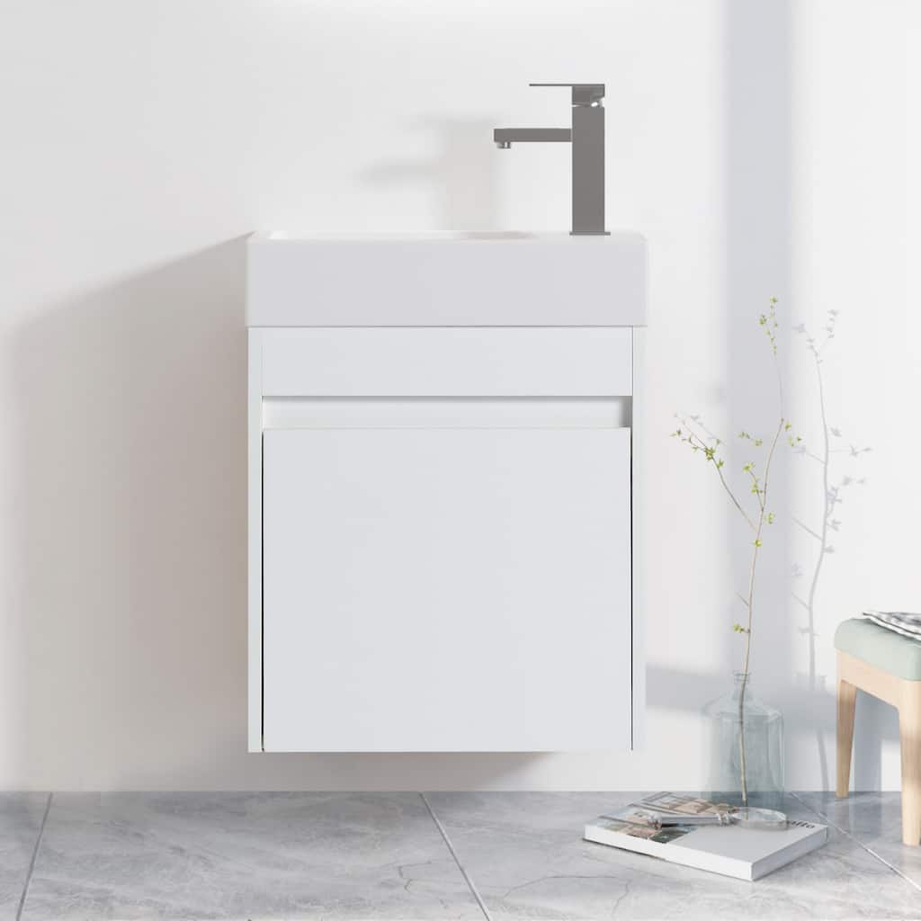 18 Inch Single Sink Bathroom Vanity with Soft Close Door, 18x10