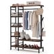 preview thumbnail 1 of 19, Free-standing Closet Organizer with Hooks, Heavy Duty Clothes Storage Garment Rack with Shelves and Hanging Rod Brown