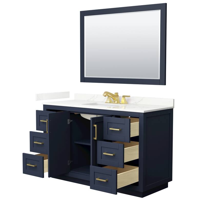Miranda 54-inch Single Vanity, Quartz Top, 46-inch Mirror
