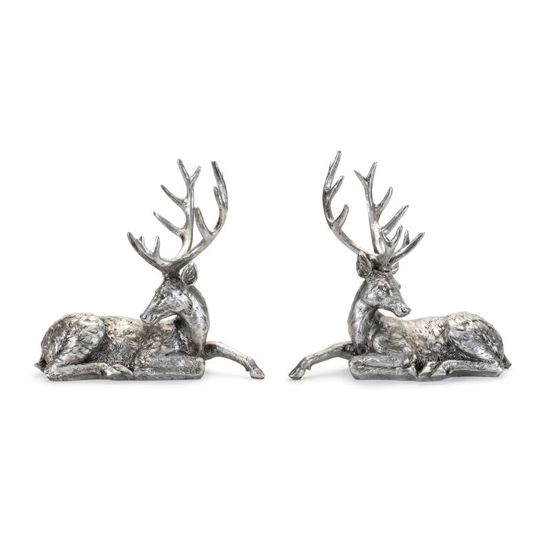 Metallic Deer Statue (Set of 2) - N/A