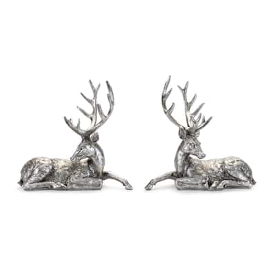 Metallic Deer Statue (Set of 2) - N/A