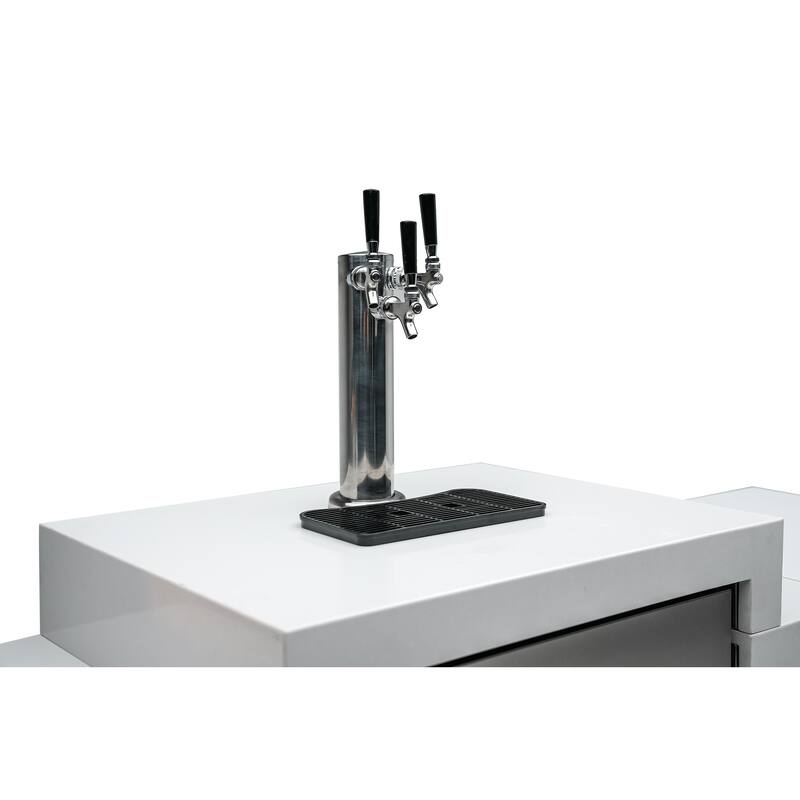 Mont Alpi MA-KEG Stainless Steel Outdoor Triple Tap Kegerator Refrigerator Module with Digital Display with Granite Countertops