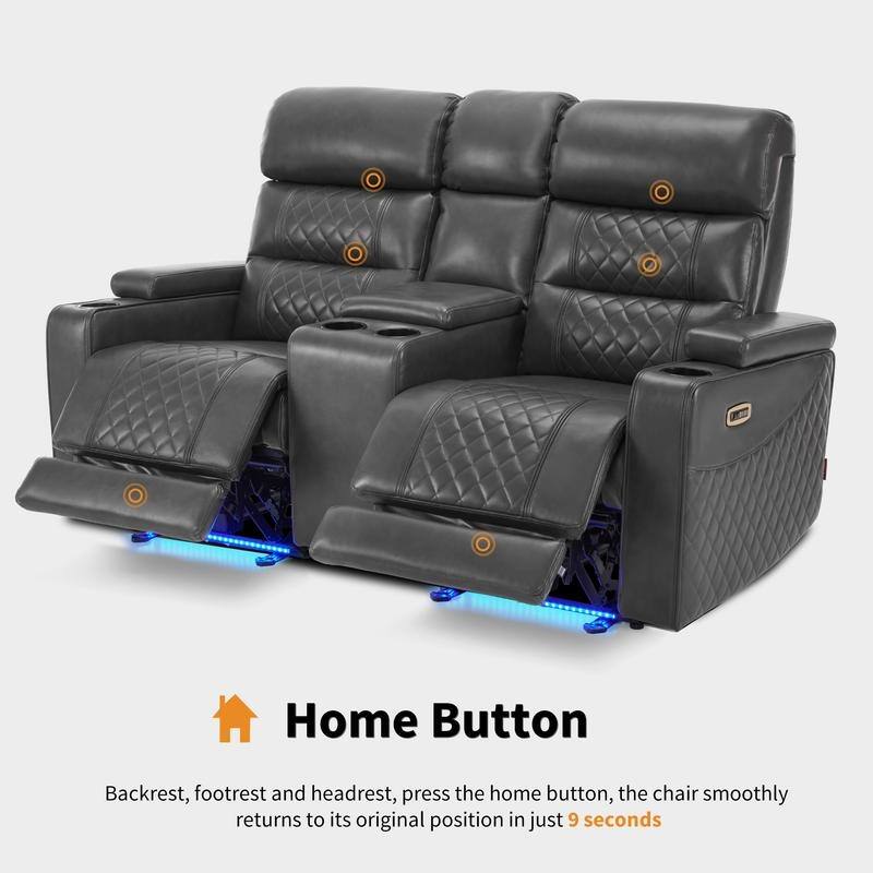 MCombo Power Reclining Loveseat Sofa with Adjustable Headrests and Console, Home Theater Seating with Armrest Storage HTS480