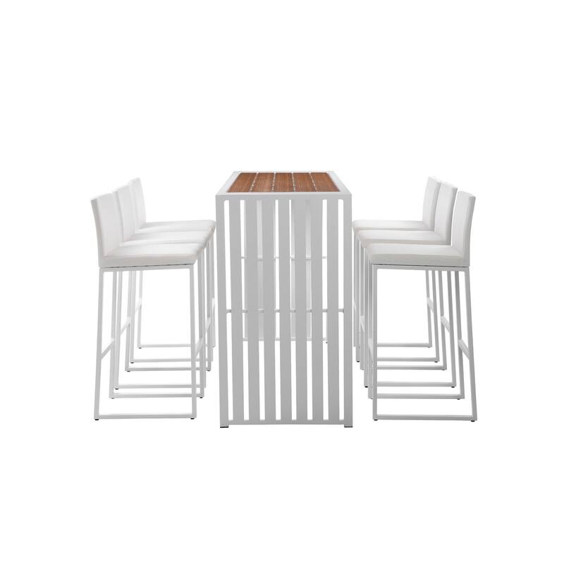 Industrial 7 Piece Metal and Polyresin Bar Set, Brown and White