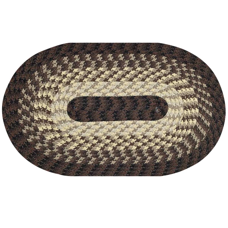 Better Trends Alpine Braid 100% Polypropylene Stain-resistant & Double-Sided Reversible Durable Indoor Area Utility Rug - 20" x 30" Oval - Chocolate Stripe