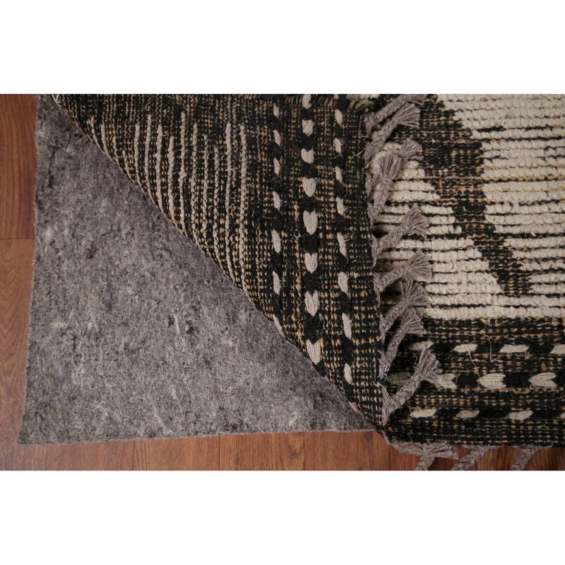 All-Over Abstract Moroccan Area Rug Handmade Modern Wool Carpet - 7'10"x 11'10"