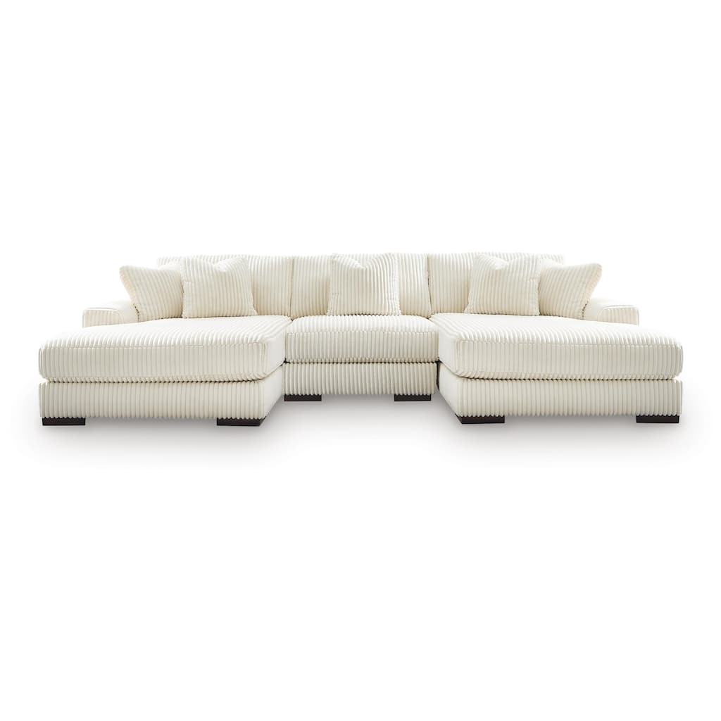 Signature Design by Ashley Lindyn Ivory 3-Piece Sectional with Double Chaise - 139"W x 70"D x 38"H