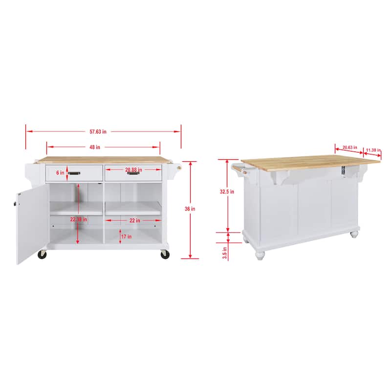 Natural Wood Top Kitchen Island with Storage