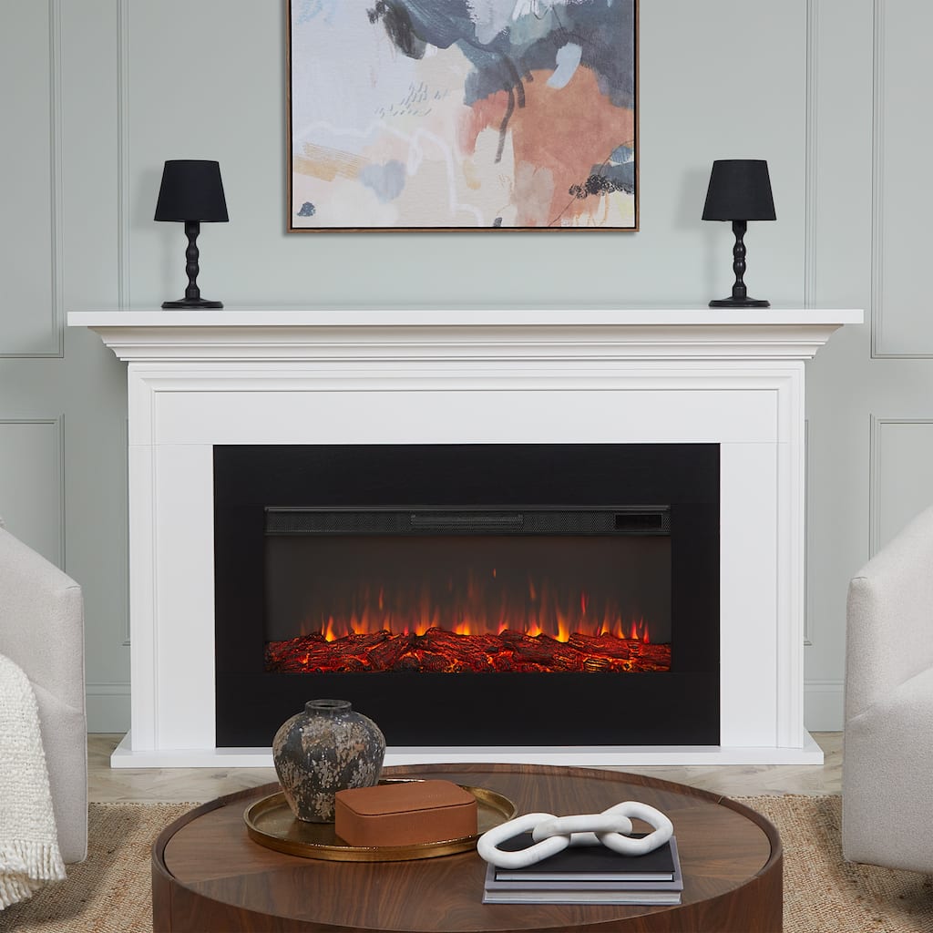 Cleo Landscape Electric Fireplace in White