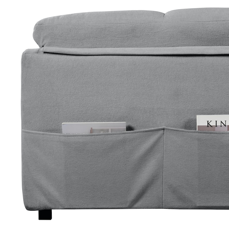 71.65" Chenille 3-in-1 Convertible Sleeper Sofa Bed with Storage Pocket