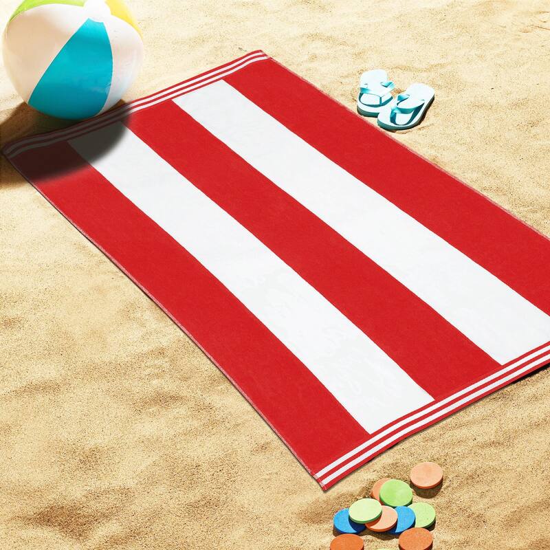 Superior Cabana Stripe Oversized Cotton Beach Towel (Set of 2)