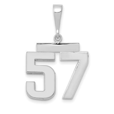 14k White Gold Medium Polished Number 57 Charm Pendant