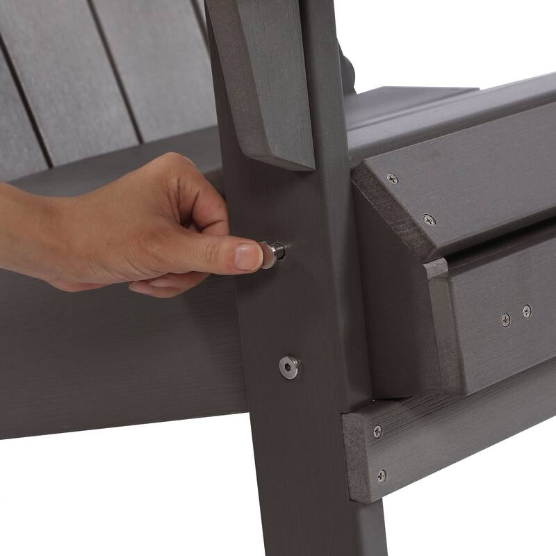 Hurley Folding Poly Plastic Adirondack Chair with Pull-out Ottoman