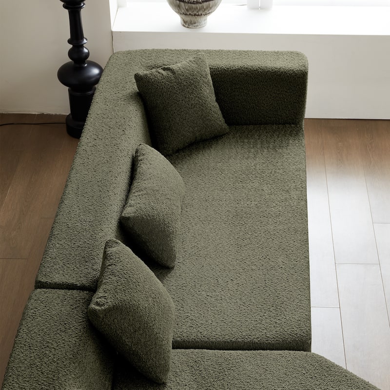 127.5" Polyester Modular Cloud Couch, Deep Seat, No Assembly