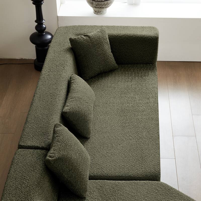 127.5'' Modern Minimalist Sectional Cloud Couch With Full Foam Construction for Apartment or Living Room, No Assembly Required