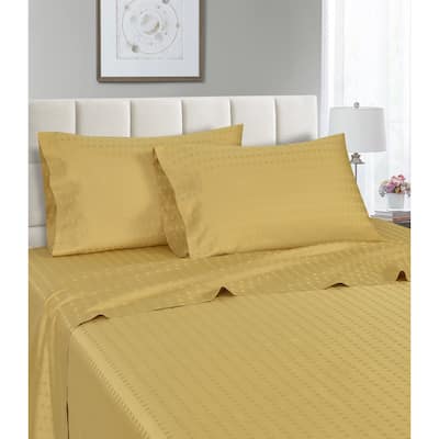 Spring Home 1200 Thread Count 100% Egyptian Cotton Deep Pocket Dobby Striped Sheet Set
