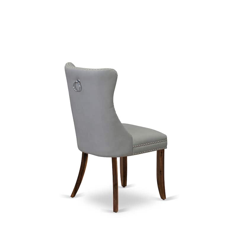 East West Furniture Dining Set Consists of a Square Kitchen Table and Parson Chairs, Antique Walnut (Pieces Options)