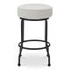 preview thumbnail 6 of 8, NADAAL STUDIOS Loric Swivel Counter Stool, Round Upholstered Seat with Piping Detail, Light Brown Beige