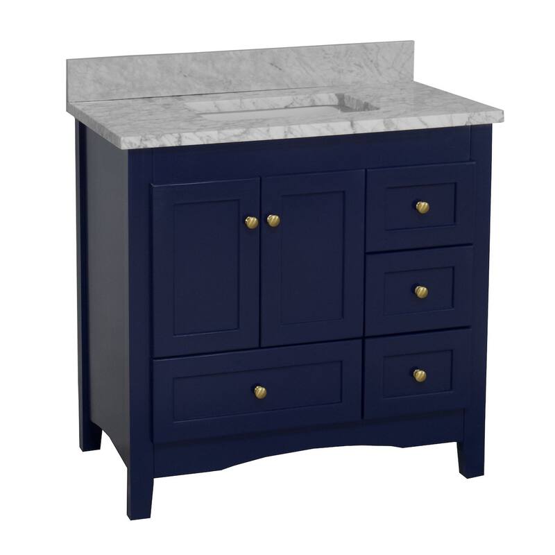 KitchenBathCollection Abbey 36" Bathroom Vanity with Carrara Marble Top