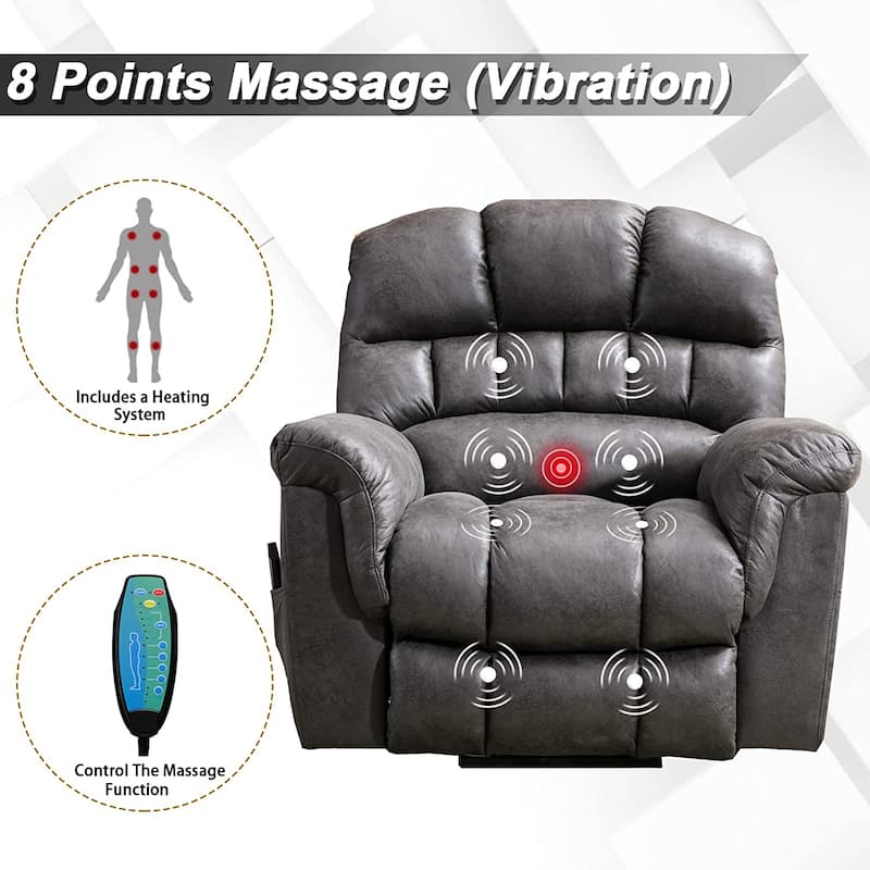 42" Wide Oversize Power Lift Recliner Chair with Massage and Heating