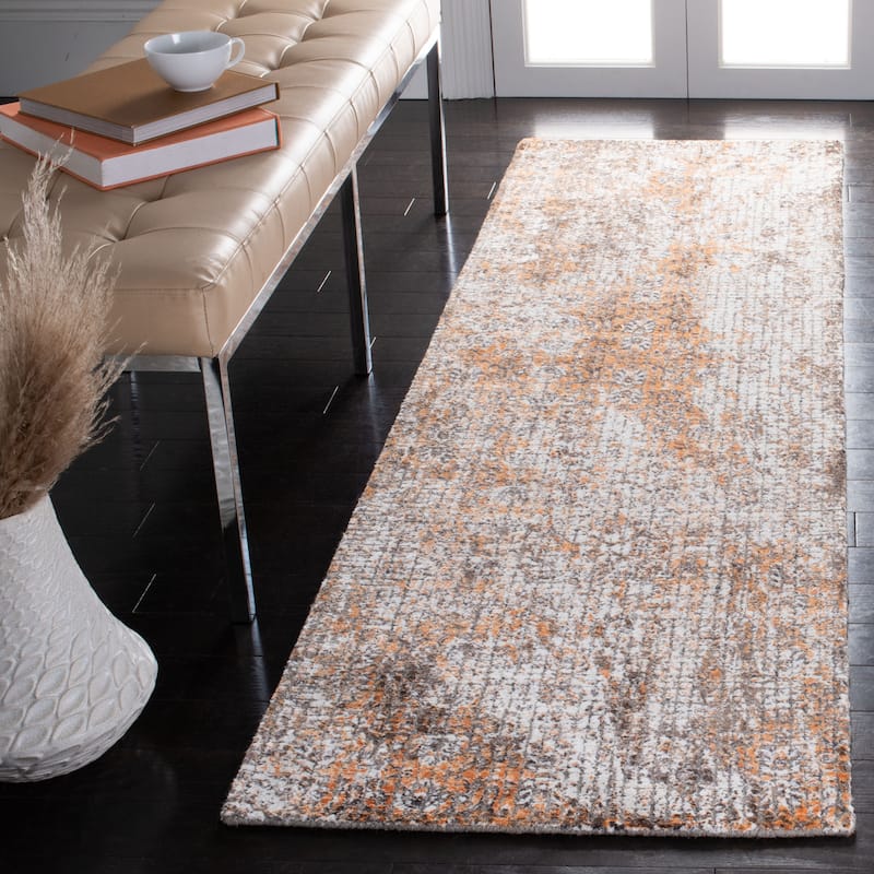 SAFAVIEH Handmade Restoration Vintage Chantall Wool Rug - 2'3" x 8' Runner - Rust/Orange