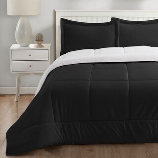 Swift Home Reversible Flannel and Sherpa Down Alternative Bedding Comforter Set