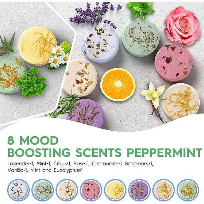 Natural Home Spa Self Care Relaxation Shower Bombs Beauty Gifts 8 Pack