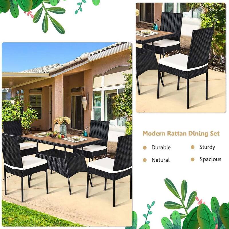 5PCS/ 10PCS Patio Rattan Dining Set Outdoor Wicker Bistro Table Set